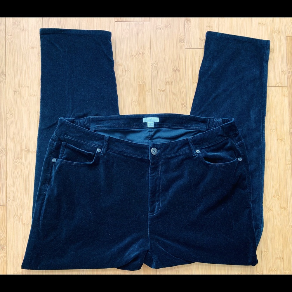 J.JILL Black Velvet Mid-Rise Straight Leg Pants 18